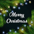 Christmas tree branches. Merry christmas. Garlands.Christmas design, posters, cards, websites and banners. Royalty Free Stock Photo