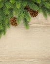 Fir branches. Christmas or new year decorations background, tree branches. Flat lay.Top view, copy space Royalty Free Stock Photo