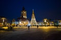 Christmas tree in Brasov Council Square. Beautiful Christmas lighting.