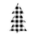 Christmas tree with Buffalo plaid ornament in white and black. Royalty Free Stock Photo