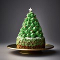 Christmas Tree Cake With Green Frosting And Sprinkles Royalty Free Stock Photo