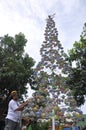 CHRISTMAS TREE OF CANS USED