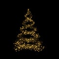 Gold Christmas tree Happy New Year background Vector illustration Royalty Free Stock Photo