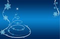 Christmas tree card blue stars and flowers Royalty Free Stock Photo