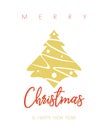 Christmas tree card with Merry Christmas wishes