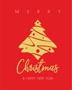 Christmas tree card with Merry Christmas wishes Royalty Free Stock Photo