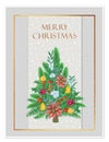 Christmas tree card template. Botanical illustration with holly leaves, red berries and poinsettia Royalty Free Stock Photo