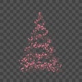 Christmas tree for card. Transparent background. Red Christmas tree as symbol of Happy New Year, Merry Christmas holiday Royalty Free Stock Photo