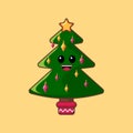 Christmas tree. Cartoon character in a flat style. Vector illustration