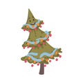 Christmas Tree Cartoon Character, Symbol of Xmas and New Year Holidays Cartoon Style Vector Illustration Royalty Free Stock Photo