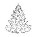 Christmas tree cartoon coloring book vector Royalty Free Stock Photo