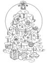 Christmas tree cartoon coloring book vector Royalty Free Stock Photo