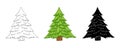 Christmas tree in cartoon, doodle, simple style. Isolated element on white background, vector illustration. Icon fir for Royalty Free Stock Photo
