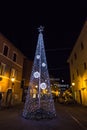 Christmas tree in Cascia in Umbria, Italy. Royalty Free Stock Photo