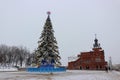 Christmas tree on the Cathedral Square of the city of Vladimir