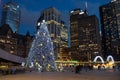 Christmas Tree and Cavalcade of Lights in Nathan Phillips Square. Royalty Free Stock Photo