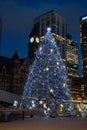 Christmas Tree and Cavalcade of Lights in Nathan Phillips Square. Royalty Free Stock Photo