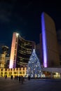 Christmas Tree and Cavalcade of Lights in Nathan Phillips Square. Royalty Free Stock Photo
