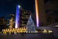 Christmas Tree and Cavalcade of Lights in Nathan Phillips Square. Royalty Free Stock Photo