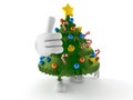 Christmas tree character with thumbs up gesture Royalty Free Stock Photo