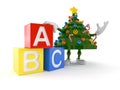 Christmas tree character with toy blocks Royalty Free Stock Photo