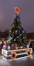 Christmas tree and children night view winter holiday
