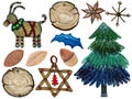 Christmas tree Christmas ornaments from the branches painted wit Royalty Free Stock Photo