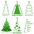 Christmas tree, christmas tree icon. Collection of green christmas trees. Royalty Free Stock Photo