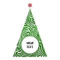 Christmas tree monogram. Vector circle frame for congratulations, inscriptions, any text Royalty Free Stock Photo