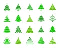 Christmas Tree color silhouette icons vector set Royalty Free Stock Photo