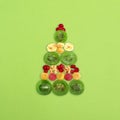 Christmas tree of colorful candied fruits and nuts