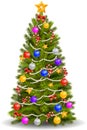 Christmas tree with colorful ornaments Royalty Free Stock Photo