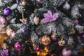 Green Christmas tree with colorful toys