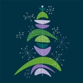 Christmas tree concept in midcentury modern style