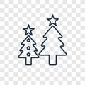Christmas tree concept vector linear icon isolated on transparent background, Christmas tree concept transparency logo in outline