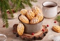 Christmas tree cones cookies with sugar powder Royalty Free Stock Photo