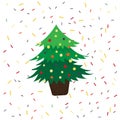 Christmas tree on confetti background