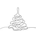 Christmas tree continuous one line drawing, Black and white vector minimalist line art illustration made of single line