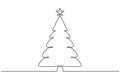 Christmas tree. Continuous one line drawing. Vector illustration Editable stroke Royalty Free Stock Photo