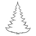 Christmas tree from the contour black brush lines on white background. Vector illustration. Royalty Free Stock Photo