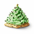 Christmas Tree Cookie With Green Frosting And Sprinkles
