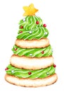 Christmas Tree Cookies Watercolor on white background with clipping-path for decorative and design, Royalty Free Stock Photo