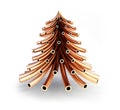 Christmas tree of copper pipes on a white background 3D illustration, 3D rendering