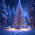 Christmas tree with covered in shining snow wallpaper