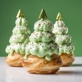 Christmas Tree Cream Puffs: Festive Pastries With Green Frosting And Sprinkles