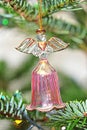 Christmas tree crystal angel bell decoration Royalty Free Stock Photo