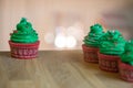 Christmas tree cupcakes, delicious christmas cupcake for winter. Christmas cakes for december celebration