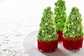 Christmas tree cupcakes on snow Royalty Free Stock Photo