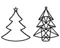 Christmas tree cut out of paper. Template for Christmas cards, invitations for Christmas party. suitable for laser