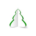 Christmas tree cut out of white paper. Design element for holiday cards. Royalty Free Stock Photo